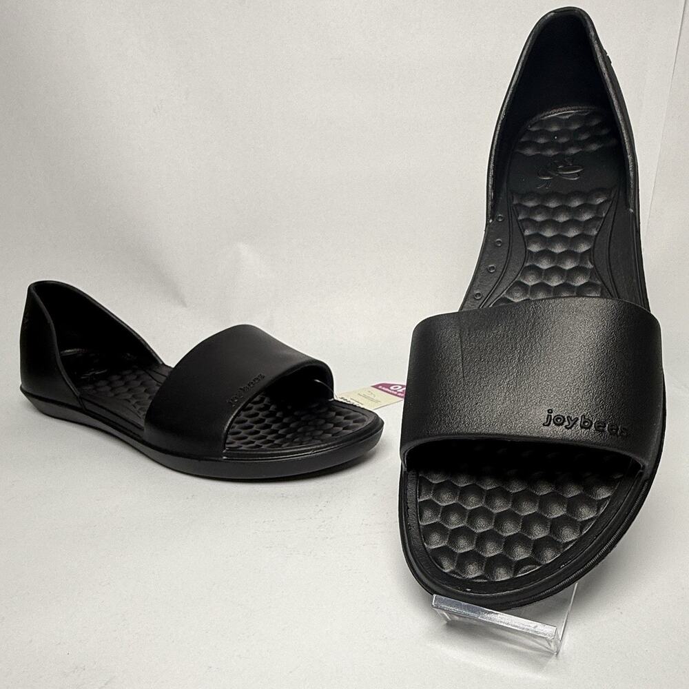 Joybees Friday Flat Women’s Black Comfort Waterproof Sandals Size 10